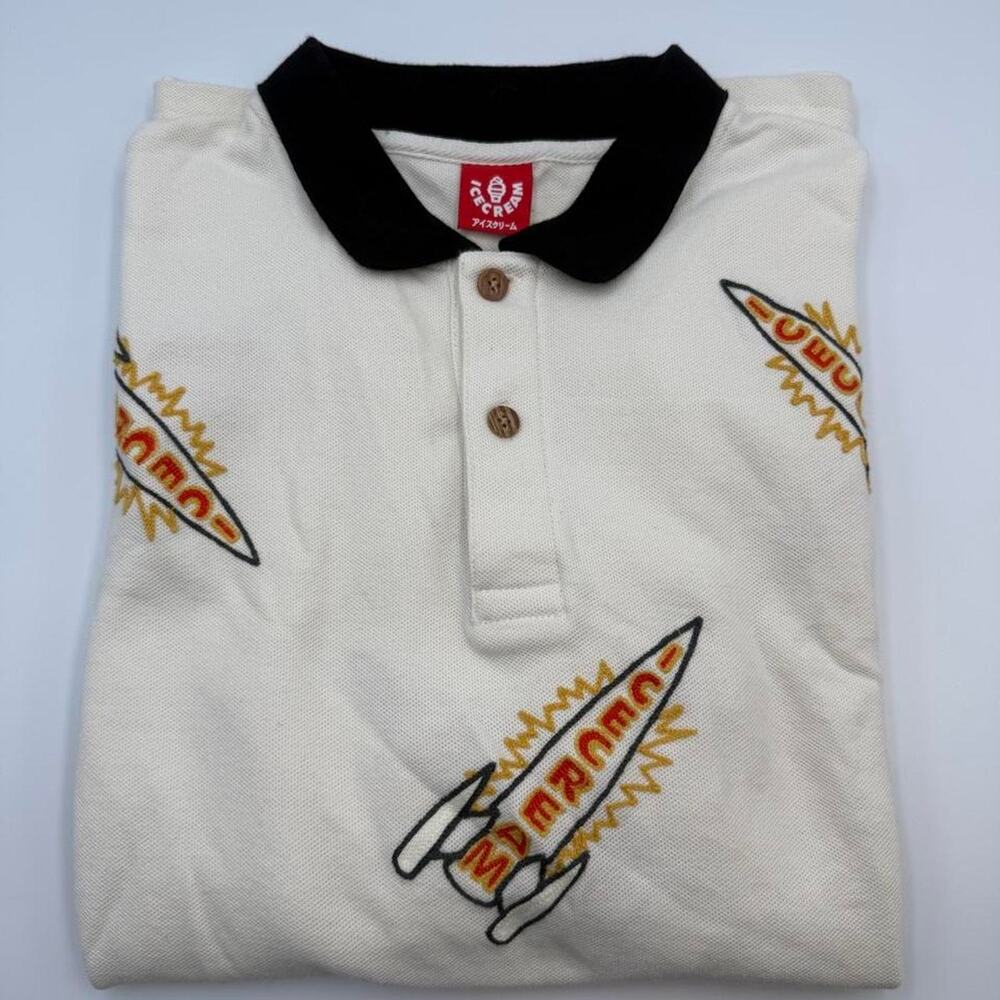 Billionaire Boys Club Ice Cream Rocket Polo Shirt Cream Mens Size Large